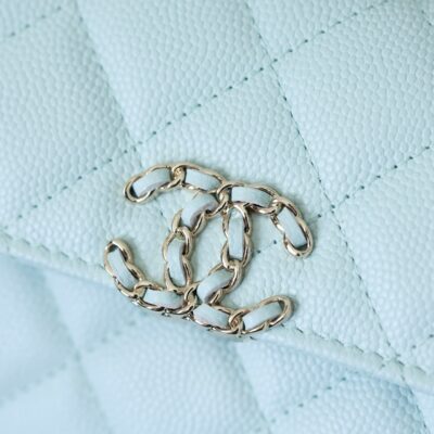 CHANEL 25S KELLY IN PASTEL BLUE LAMBSKIN WITH SILVER HARDWARE