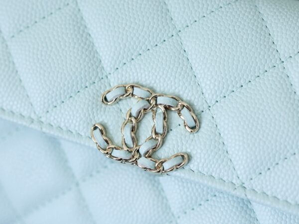 CHANEL 25S KELLY IN PASTEL BLUE LAMBSKIN WITH SILVER HARDWARE