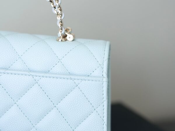 CHANEL 25S KELLY IN PASTEL BLUE LAMBSKIN WITH SILVER HARDWARE