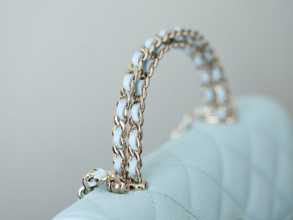 CHANEL 25S KELLY IN PASTEL BLUE LAMBSKIN WITH SILVER HARDWARE