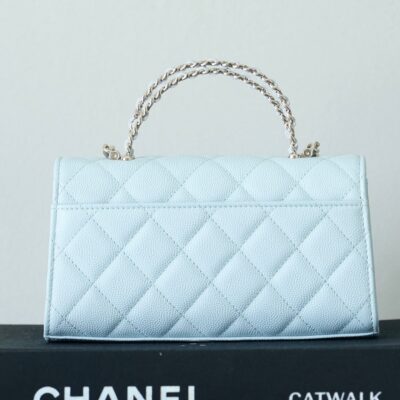 CHANEL 25S KELLY IN PASTEL BLUE LAMBSKIN WITH SILVER HARDWARE