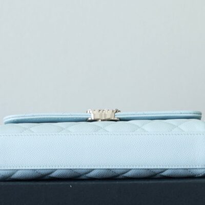 CHANEL 25S KELLY IN PASTEL BLUE LAMBSKIN WITH SILVER HARDWARE