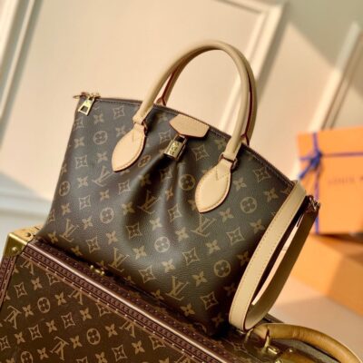 BOÉTIE PM TOTE 25 IN BROWN MONOGRAM COATED CANVAS AND CALFSKIN