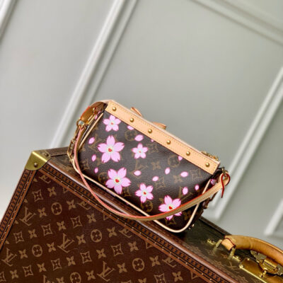 POCHETTE ACCESSOIRES 22 IN BROWN MONOGRAM CANVAS CHERRY BLOSSOM