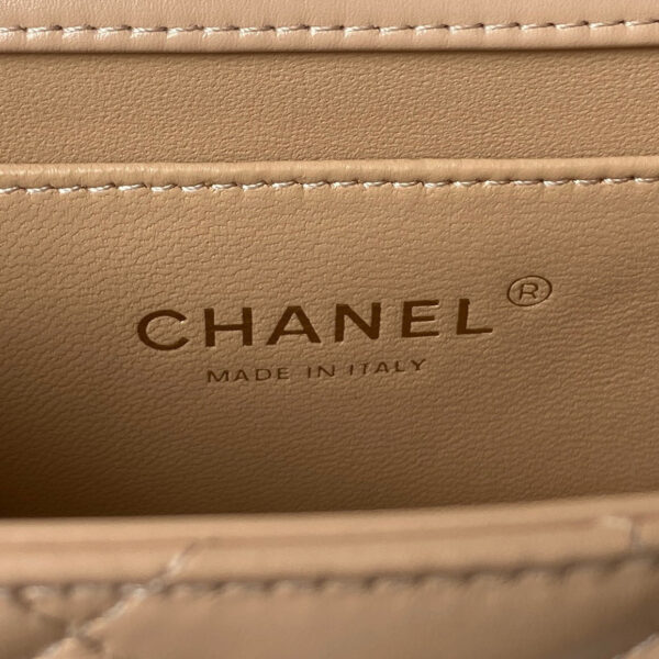 CC MINI 19 FLAP BAG IN DARK BEIGE CALFSKIN GOLD HARDWARE