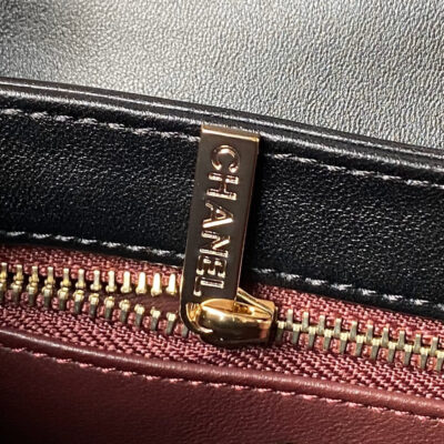 CC SMALL 20 FLAP BAG IN BLACK CALFSKIN WITH CHAIN