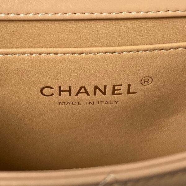 CHANEL 25S MINI FLAP BAG 22 IN TAN BROWN CALFSKIN GOLD HARDWARE