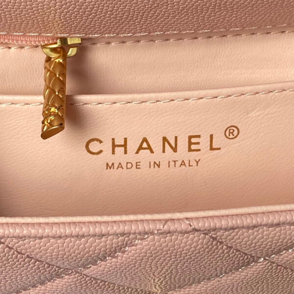 CHANEL 25S FLAP BAG 18 CM IN LIGHT PINK GRAINED LAMBSKIN WITH TOP HANDLE