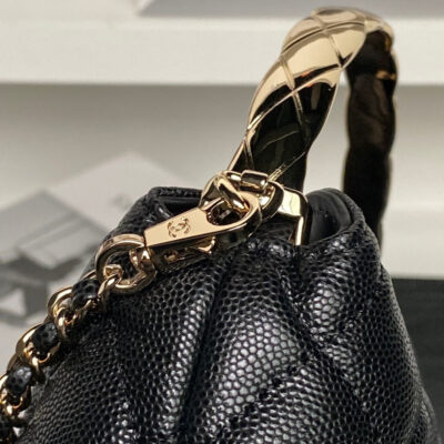 CHANEL 25S COCO CRUSH HANDLE BAG 19 IN BLACK CAVIAR LEATHER