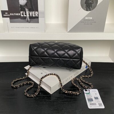 CHANEL 25S COCO CRUSH HANDLE BAG 19 IN BLACK CAVIAR LEATHER