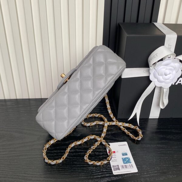 CHANEL 25S FLAP BAG 19 IN CHARCOAL GRAY CALFSKIN GOLD HARDWARE