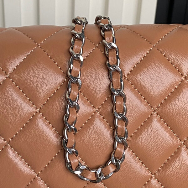 CHANEL 25S FLAP BAG 23 IN DARK CARAMEL CALFSKIN SILVER HARDWARE