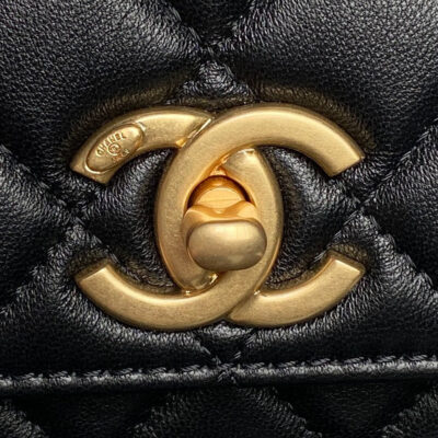 CHANEL 25S CHAIN WALLET 19 IN BLACK LAMBSKIN GOLD HARDWARE