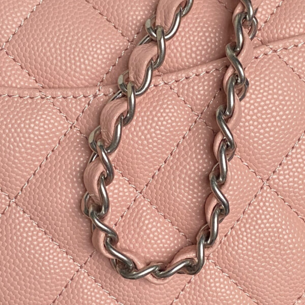 CHANEL 25S FLAP BAG 19 IN LIGHT PINK CALFSKIN SILVER HARDWARE