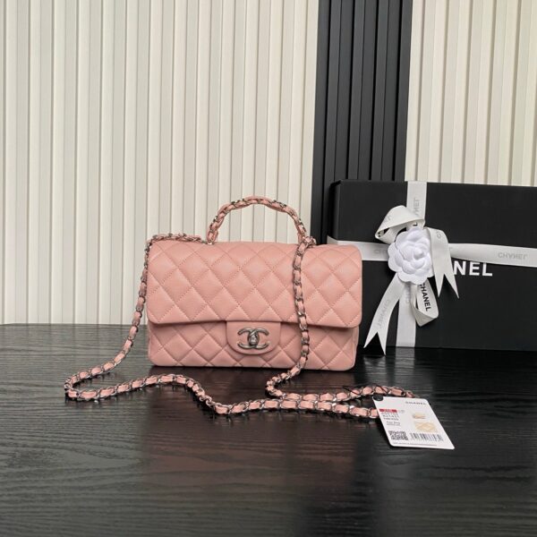 CHANEL 25S FLAP BAG 22 IN PINK CALFSKIN SILVER HARDWARE