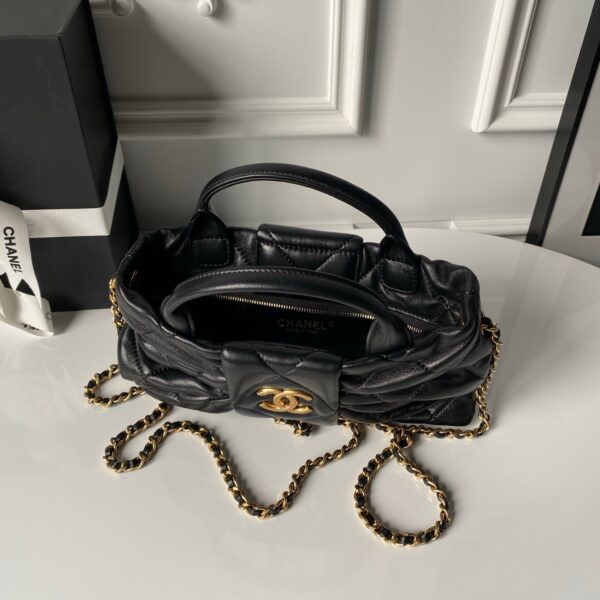 CHANEL 25S BOW BAG 26 IN BLACK LAMBSKIN WITH GOLD HARDWARE
