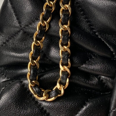 CHANEL 25S BOW BAG 26 IN BLACK LAMBSKIN WITH GOLD HARDWARE
