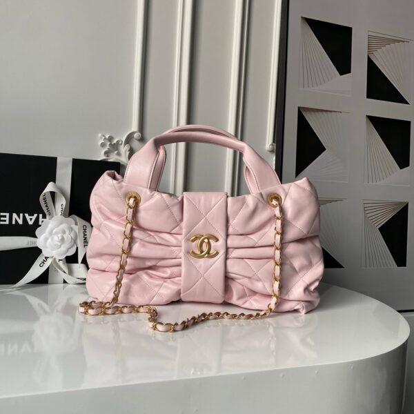 CHANEL 25S BOW BAG 38 IN PINK LAMBSKIN WITH GOLD HARDWARE