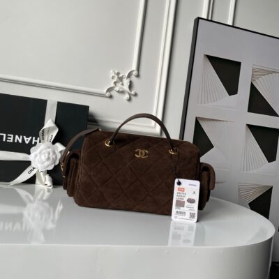 img_70762a6f_20251112_i1762886515924_936_0_0_jpg CHANEL 25S BOWLING BAG 24 IN DARK BROWN SUEDE GOLD HARDWARE