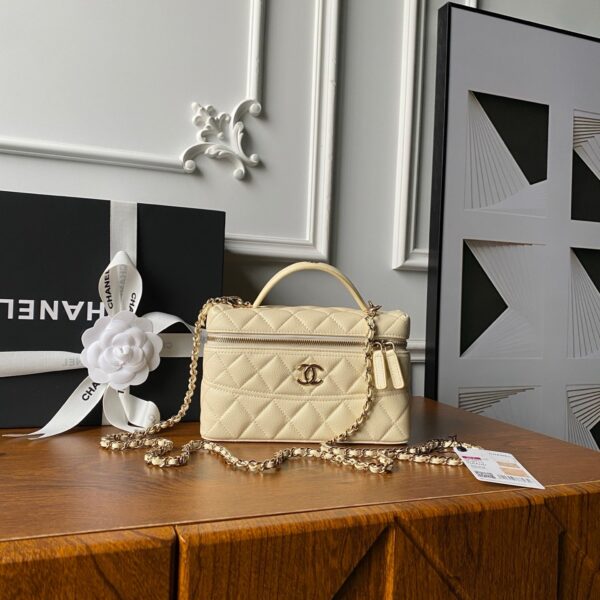 CHANEL 25S VANITY BAG 20 IN CREAMY BEIGE CAVIAR LEATHER