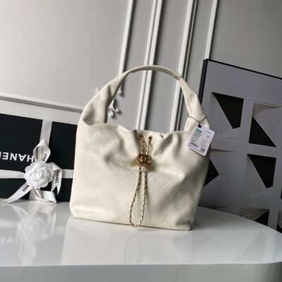 CHANEL 25S HOBO BAG 45 IN CREAM WHITE LAMBSKIN
