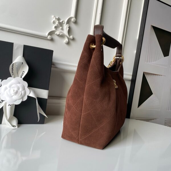 CHANEL 25S HOBO BAG 31 IN DARK BROWN SUEDE WITH GOLD HARDWARE