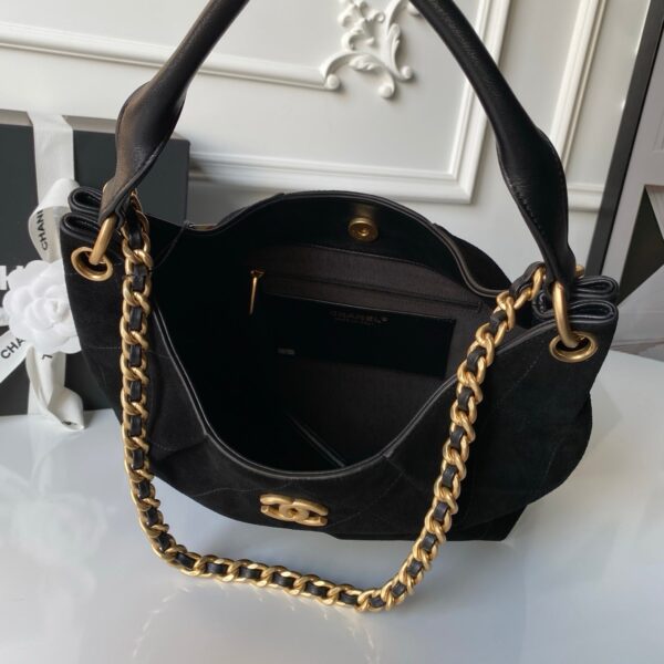 CHANEL 25S HOBO BAG 31 IN BLACK SUEDE WITH GOLD HARDWARE