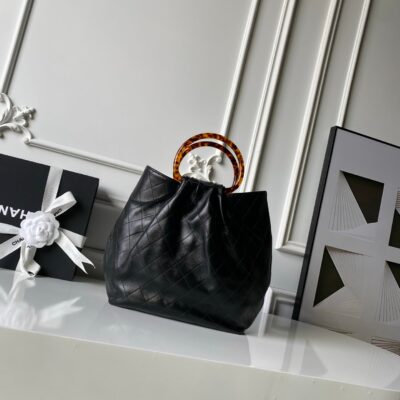 CHANEL 26S HAND BAG 32 IN BLACK LAMBSKIN