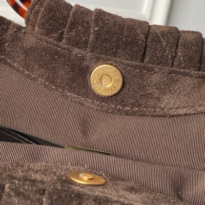CHANEL 26S HAND BAG 32 IN DARK BROWN SUEDE