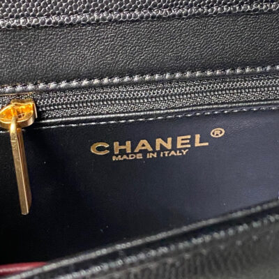 CHANEL 26S SMALL PREPPY COCO FLAP BAG 22 IN BLACK GRAINED CALFSKIN GOLD HARDWARE