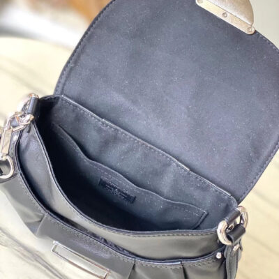 SUNSET VIBE 27 IN BLACK LAMBSKIN AND MONOGRAM CANVAS SILVER BUCKLE