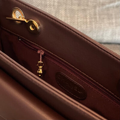 CHANEL 26S FLAP SHOULDER BAG 26 IN DARK BROWN LAMBSKIN GOLD HARDWARE