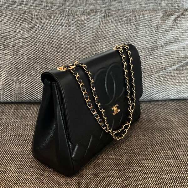 img_834e1079_20240901_a1725173508379_4185_jpg CHANEL 26S LARGE CC LOGO FLAP SHOULDER BAG 33 IN BLACK CAVIAR CALFSKIN GOLD HARDWARE