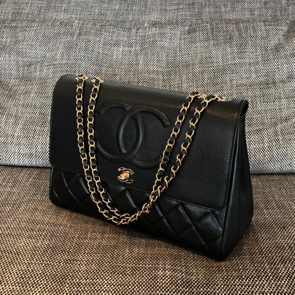 img_834e1079_20240901_a1725173508414_3136_jpg CHANEL 26S LARGE CC LOGO FLAP SHOULDER BAG 33 IN BLACK CAVIAR CALFSKIN GOLD HARDWARE
