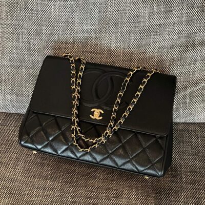 img_834e1079_20240901_a1725173508611_3244_jpg CHANEL 26S LARGE CC LOGO FLAP SHOULDER BAG 33 IN BLACK CAVIAR CALFSKIN GOLD HARDWARE