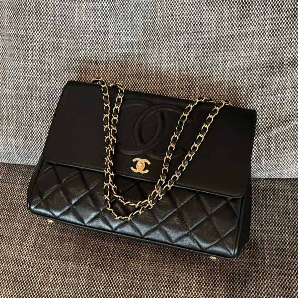 img_834e1079_20240901_a1725173508611_3244_jpg CHANEL 26S LARGE CC LOGO FLAP SHOULDER BAG 33 IN BLACK CAVIAR CALFSKIN GOLD HARDWARE