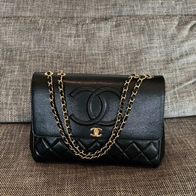 img_834e1079_20240901_a1725173517566_0068_jpg CHANEL 26S LARGE CC LOGO FLAP SHOULDER BAG 33 IN BLACK CAVIAR CALFSKIN GOLD HARDWARE