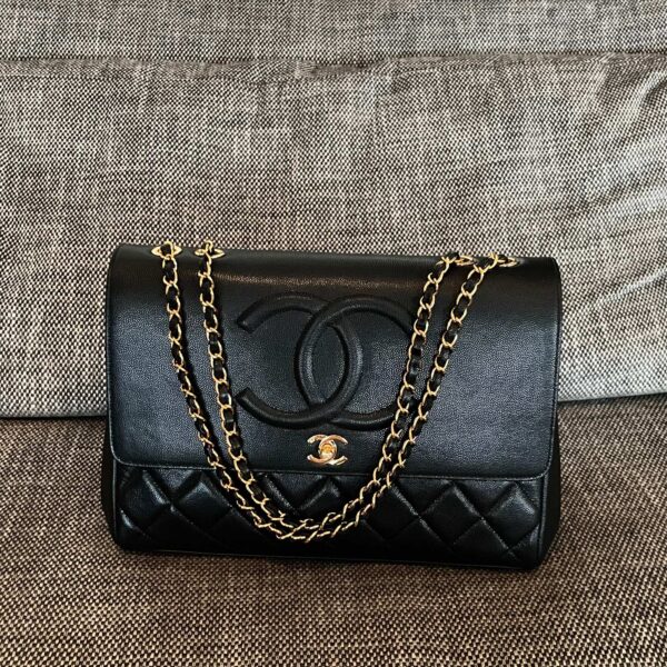img_834e1079_20240901_a1725173517566_0068_jpg CHANEL 26S LARGE CC LOGO FLAP SHOULDER BAG 33 IN BLACK CAVIAR CALFSKIN GOLD HARDWARE