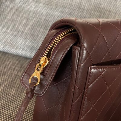 CHANEL 26S QUILTED FLAP BACKPACK 28 IN BURGUNDY RED LAMBSKIN GOLD HARDWARE