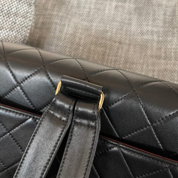 CHANEL 26S QUILTED FLAP BACKPACK 28 IN BLACK LAMBSKIN GOLD HARDWARE