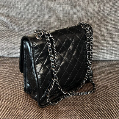 img_834e1079_20241130_a1732943089337_4274_jpg CHANEL 26S CLASSIC FLAP BAG 26 IN BLACK AGED CRINKLED CALFSKIN DARK SILVER HARDWARE