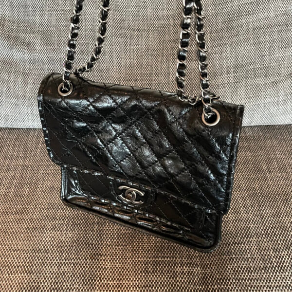 img_834e1079_20241130_a1732943090456_4686_jpg CHANEL 26S CLASSIC FLAP BAG 26 IN BLACK AGED CRINKLED CALFSKIN DARK SILVER HARDWARE