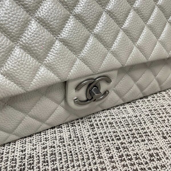 img_834e1079_20260103_a1767443910719_5727_jpg CHANEL 26S CLASSIC JUMBO FLAP BAG 46 IN LIGHT GREY CAVIAR CALFSKIN DARK SILVER HARDWARE
