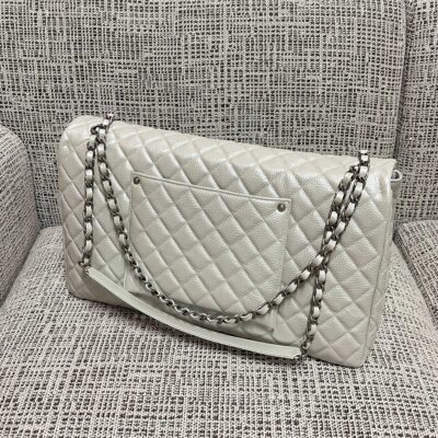 img_834e1079_20260103_a1767443910764_1465_jpg CHANEL 26S CLASSIC JUMBO FLAP BAG 46 IN LIGHT GREY CAVIAR CALFSKIN DARK SILVER HARDWARE