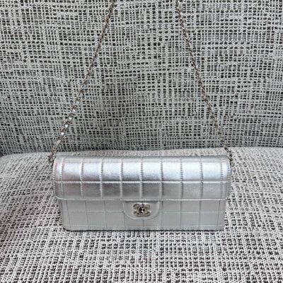 CHANEL 26S FLAP BAG 26 IN SILVER CALFSKIN SILVER HARDWARE