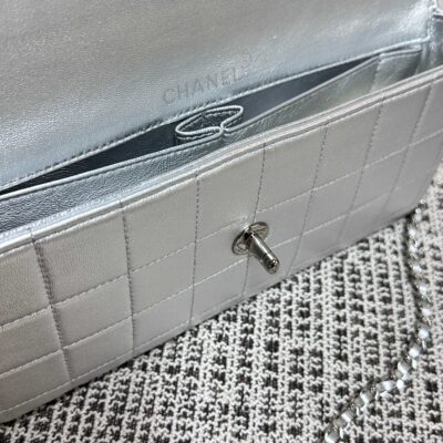 CHANEL 26S FLAP BAG 26 IN SILVER CALFSKIN SILVER HARDWARE
