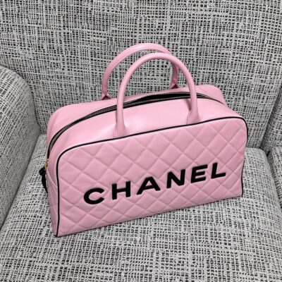 img_834e1079_20260706_a1783274000385_5281_jpg CHANEL 26S BOWLING BAG LARGE 46 IN LIGHT PINK AND BLACK CALFSKIN GOLD HARDWARE
