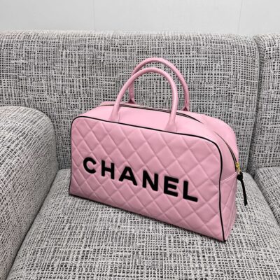 img_834e1079_20260706_a1783274010632_5422_jpg CHANEL 26S BOWLING BAG LARGE 46 IN LIGHT PINK AND BLACK CALFSKIN GOLD HARDWARE