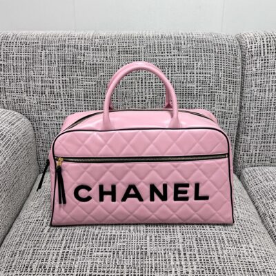 img_834e1079_20260706_a1783274015126_1702_jpg CHANEL 26S BOWLING BAG LARGE 46 IN LIGHT PINK AND BLACK CALFSKIN GOLD HARDWARE
