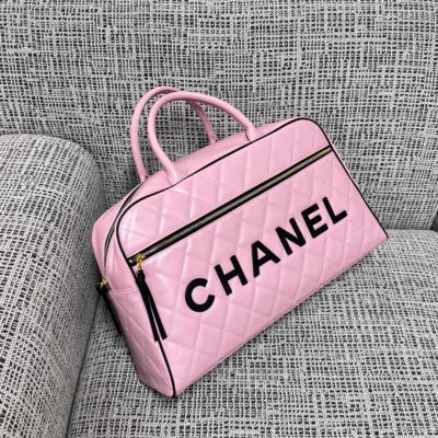 img_834e1079_20260706_a1783274015212_2816_jpg CHANEL 26S BOWLING BAG LARGE 46 IN LIGHT PINK AND BLACK CALFSKIN GOLD HARDWARE